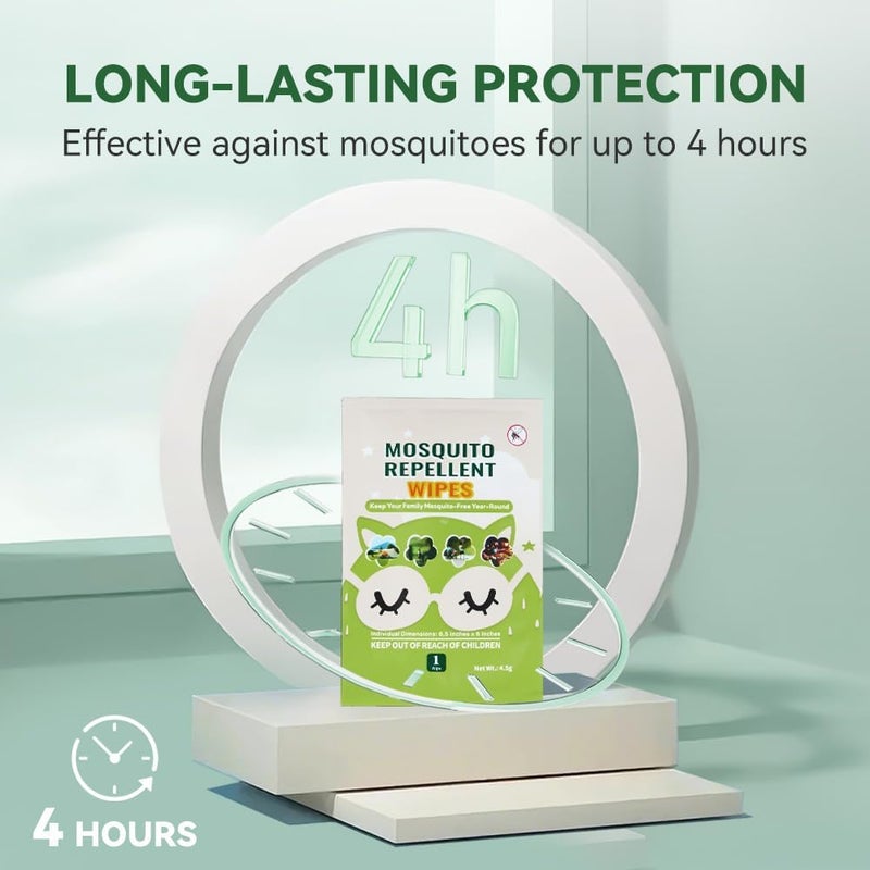 FLODTEEK 30 PCS Mosquito Repellent Wipes, Individually Wrapped Insect Repellent Wipes Made of Natural Plant-Based Essential Oils, Safe & Effective Insect Protection Perfect for Outdoor Activities, Long-Lasting - Image 5